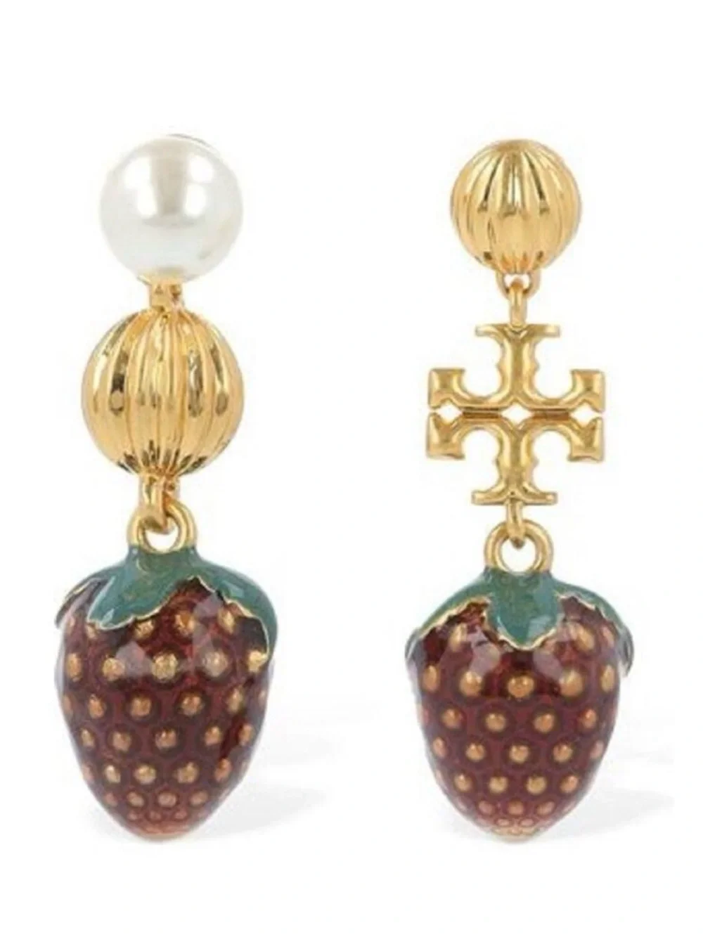 Tory Burch NWT Logo Strawberry Charm Drop Earrings $125 MSRP